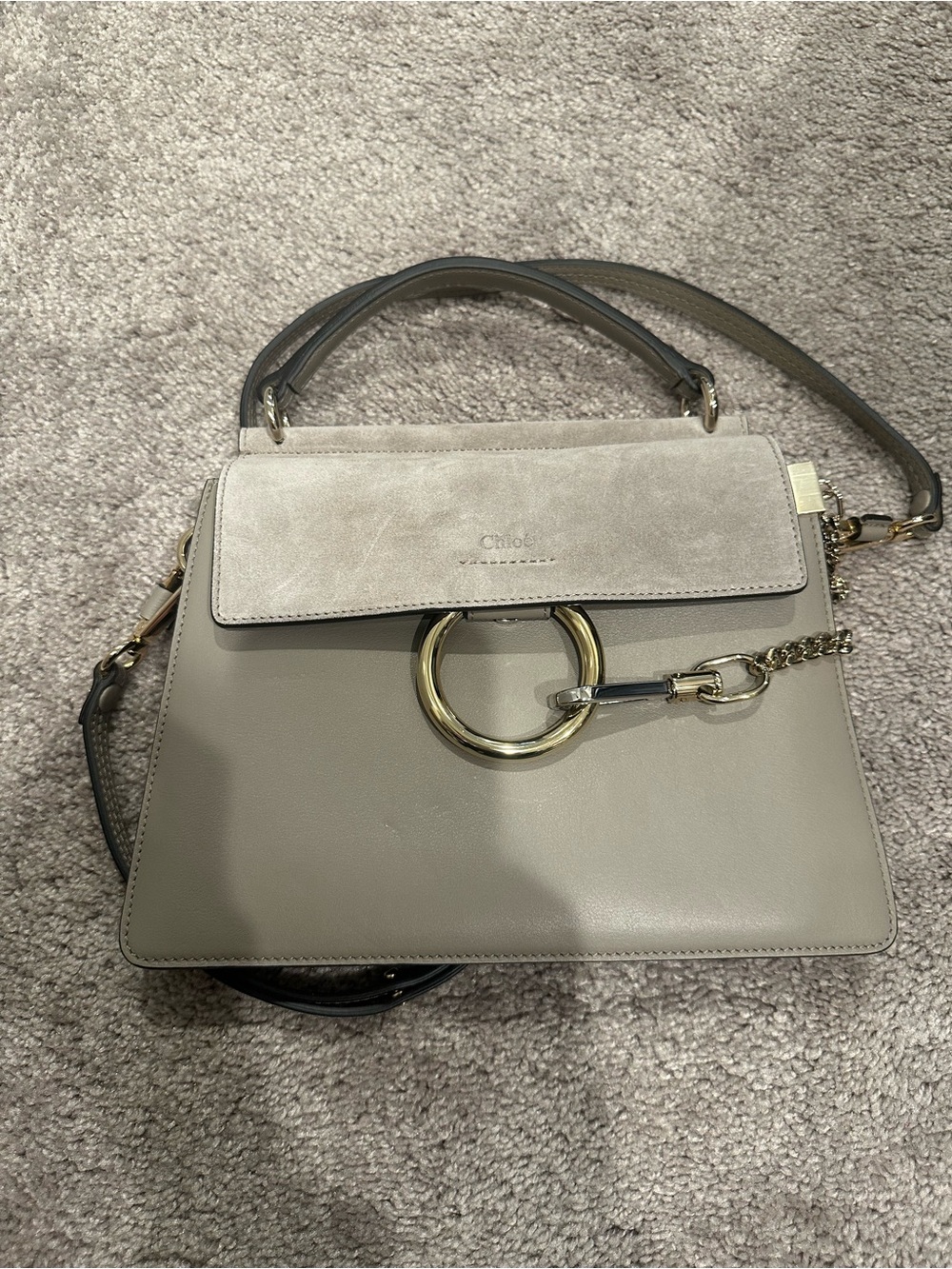 Chloé Faye Gray Leather Mini Crossbody Bag - Picture 1 of 5